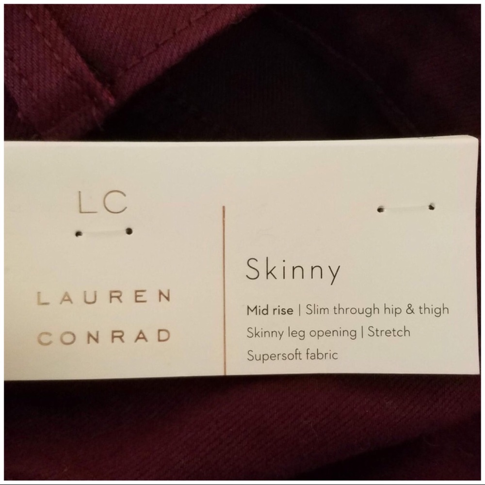 LC LAUREN CONRAD Stretch Wine Skinny Jeans NWT - Picture 7 of 8